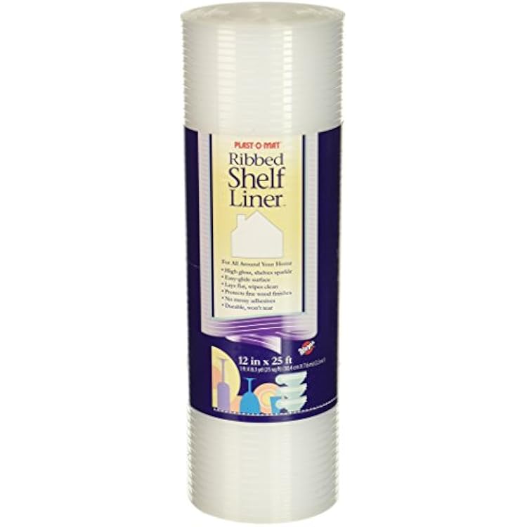 Plast-O-Mat Ribbed Shelf Liner, Clear, 12 x 25