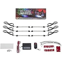 LEDGlow 6pc Million Color Flexible Motorcycle LED Lighting Kit - 15 Solid Colors - 9 Patterns - 6" Multi-Color Tubes - Includes Control Box & Wireless Remote