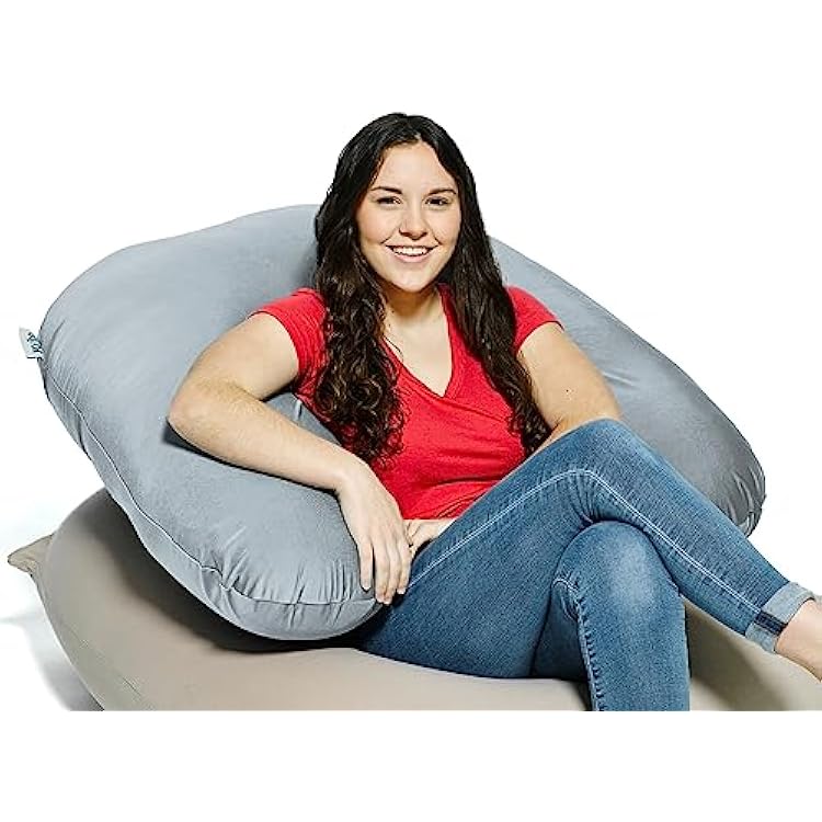 Yogibo Zoola Outdoor Support Pillow, U-Shaped Backrest with Arms, Provides Excellent Lift and Comfort, Water Resistant Patio Furniture, Pebble