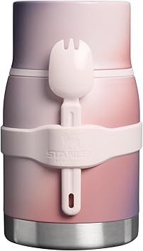 STANLEY Adventure To-Go Food Jar and Spork 24 oz | Vacuum Insulated Food Container | Wide Mouth Screw On Lid | Packable for Travel | Stainless Steel with Leakproof Lid | BPA-Free | Dawn Spiral
