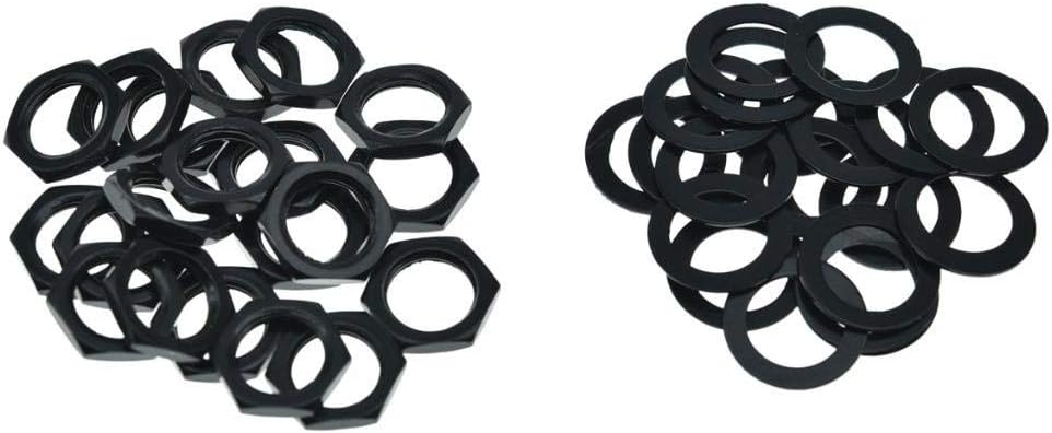 Dopro 20* Guitar Input/Output Jack Socket Nut and Washer - Metric Jack Nuts for Import Guitars - Black