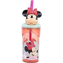 Minnie Mouse 3D Figurine Tumbler for Kids, Childrens Drinking Cup with Reusable Straw, BPA Free Plastic Tumbler Great for Picnics, School, Camping or Just Everyday Use, 360 ml