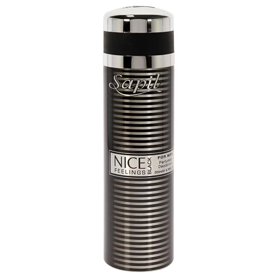 Sapil Nice Feelings Black - Deodorant Spray for Men - Scented Deodorant for Long-Lasting Odor Protection - Spicy, Citrus, and Woody Deodorant Spray - Keeps You Fresh and Odor Free All Day - 6.76 oz