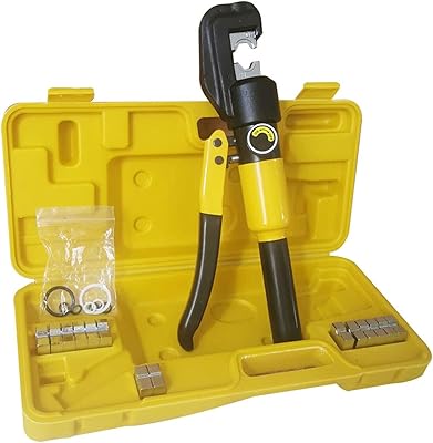 findmall 6 Ton Hydraulic Cable Lug Crimper, 12 AWG to 20 AWG Industrial Hydraulic Crimping Tool, Electrical Terminal Cable Wire Tool with 9 Dies 4, 6, 8, 10, 16, 25, 35, 50, 70
