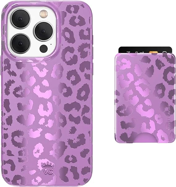 VELVET CAVIAR MagSafe Wallet + iPhone 15 Pro Case (Bundle - Amethyst Leopard)