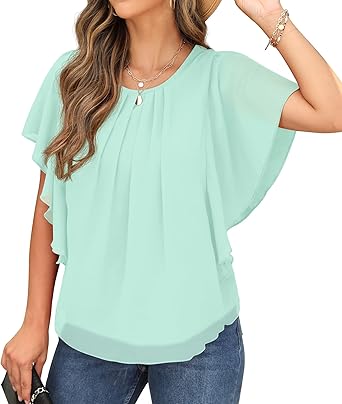 QIXING Loose Casual Chiffon Tops Light