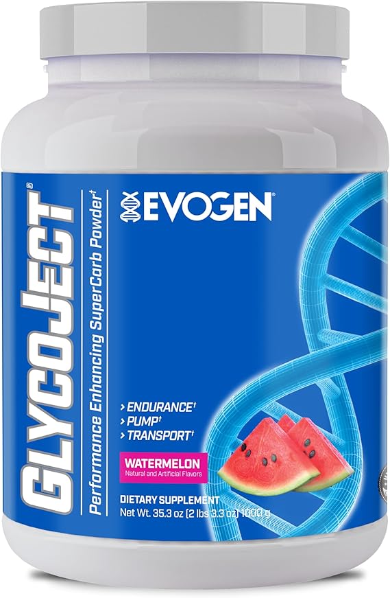Evogen GlycoJect - Super Carb Powder | Rapid Absorption for PreWorkout | Carbohydrate Powder for Endurance | Intra Workout Carbs Powder for Men & Women | Watermelon | 37 Servings
